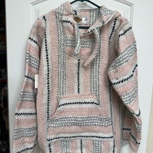 Striped Pink and Gray Women's Hoodie